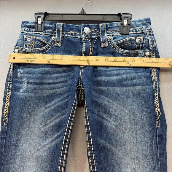 Rock Revival Jeans Women's 27 (4) Dark Blue Anja Boot Cut Preppy Western Bling - Picture 12 of 15